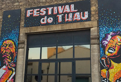 Porche entrée exposition pôur els 30 ans du Festival de Thau